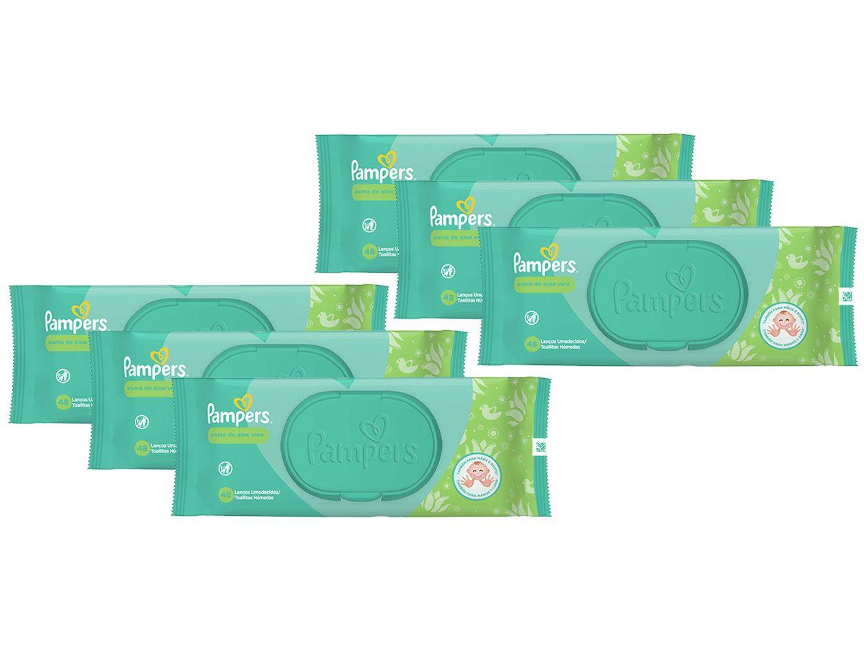 Kit Lenço Umedecido Pampers Aroma de Aloe Vera