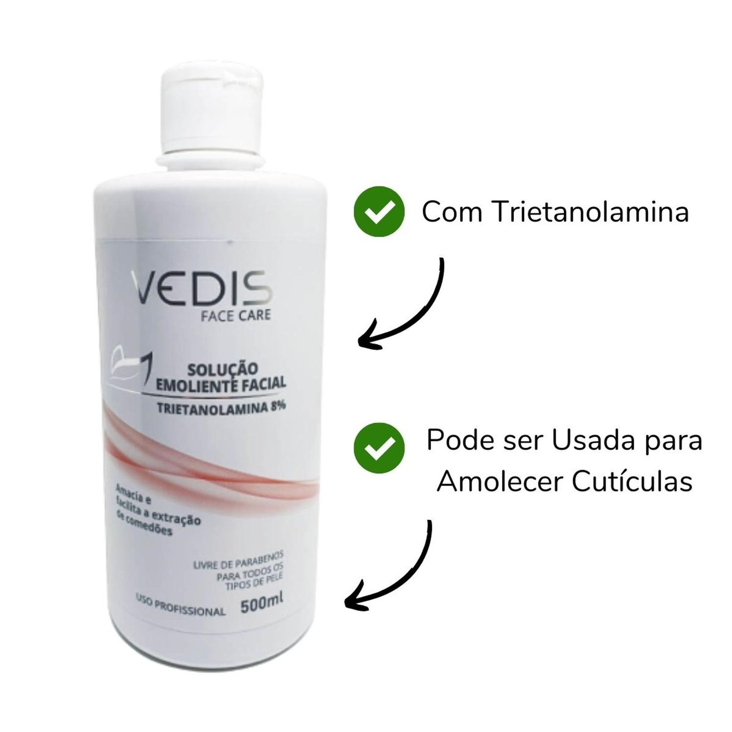 Solução Emoliente Facial Trietanolamina 8% Vedis 500ml