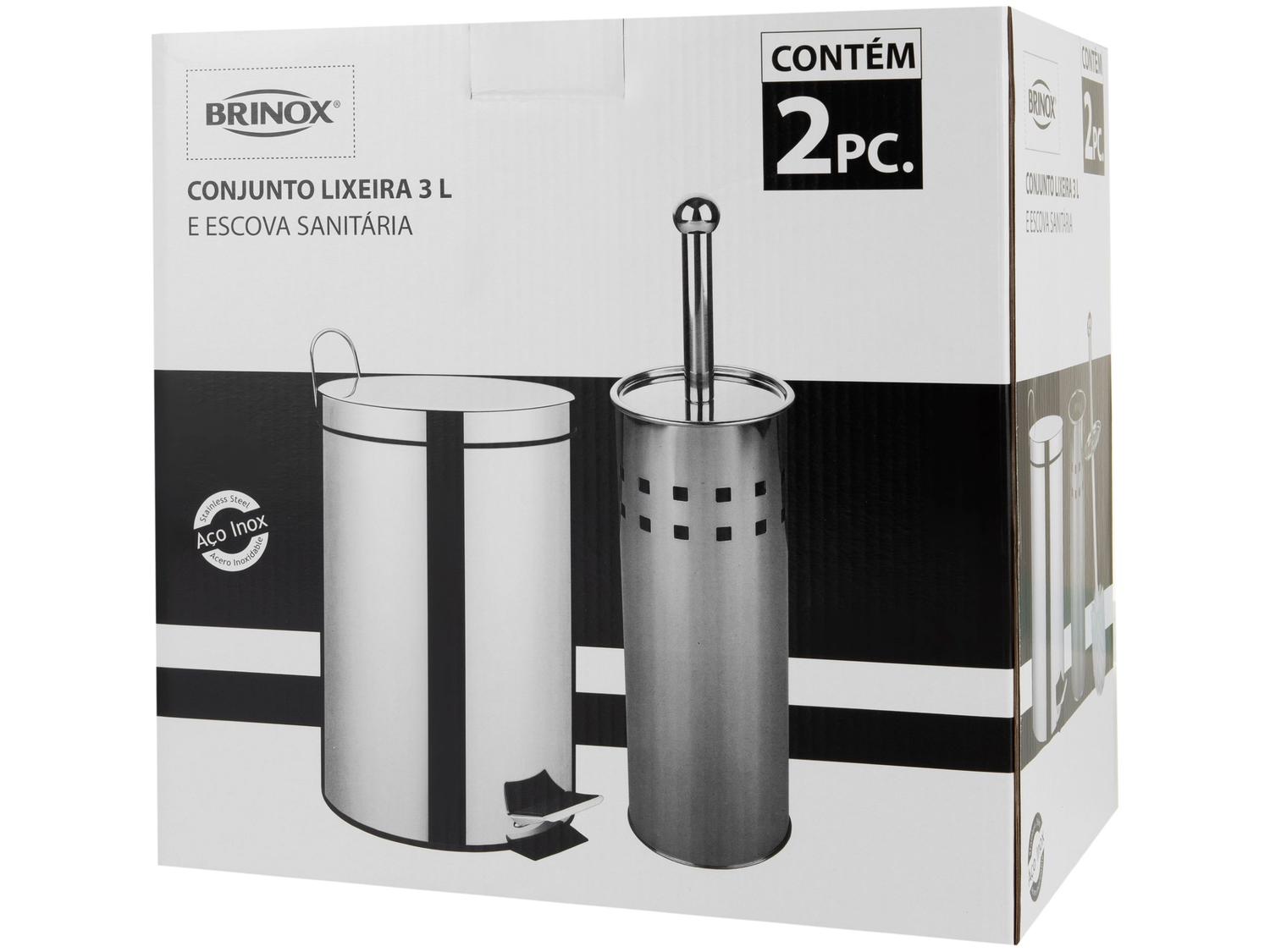 Kit Lixeira Inox para Banheiro com Pedal