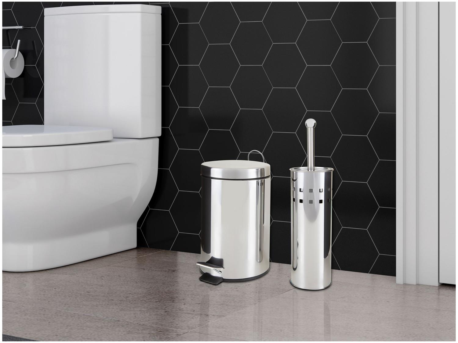 Kit Lixeira Inox para Banheiro com Pedal