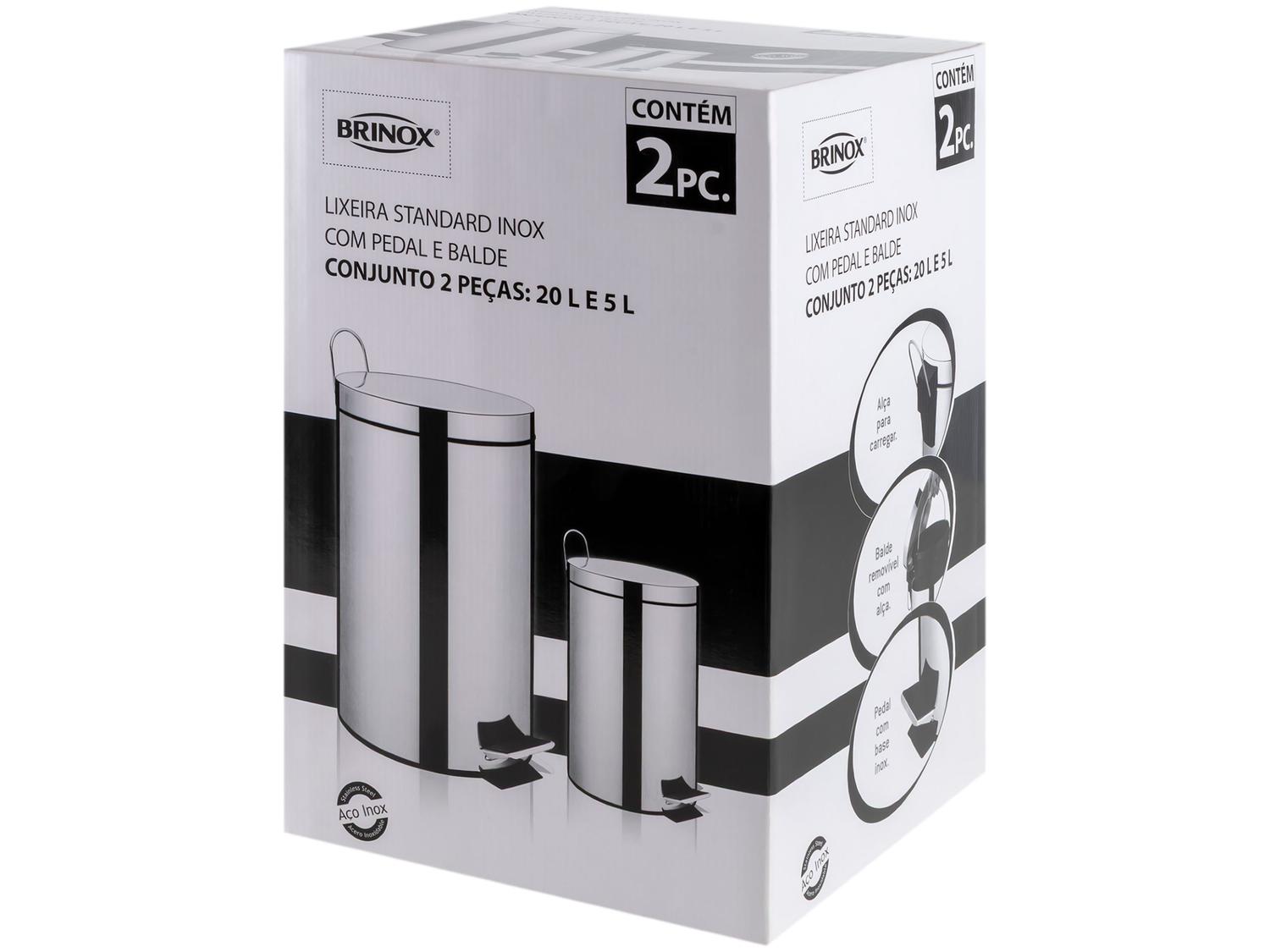 Kit Lixeira Inox para Banheiro e Cozinha com Pedal