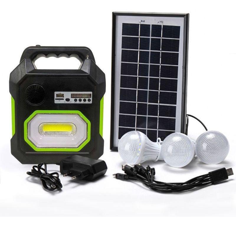 Kit Luminaria Solar Placa Bluetooth emergencia Radio FM USB Micro SD