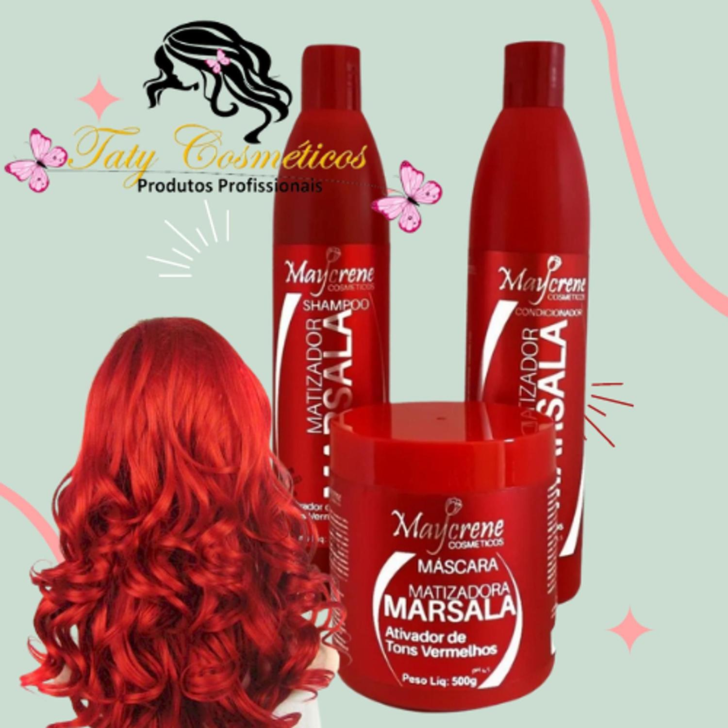 Kit Marsala Matizador para Cabelos Vermelhos shampoo + cond + mascara  maycrene - Matizador - Magazine Luiza