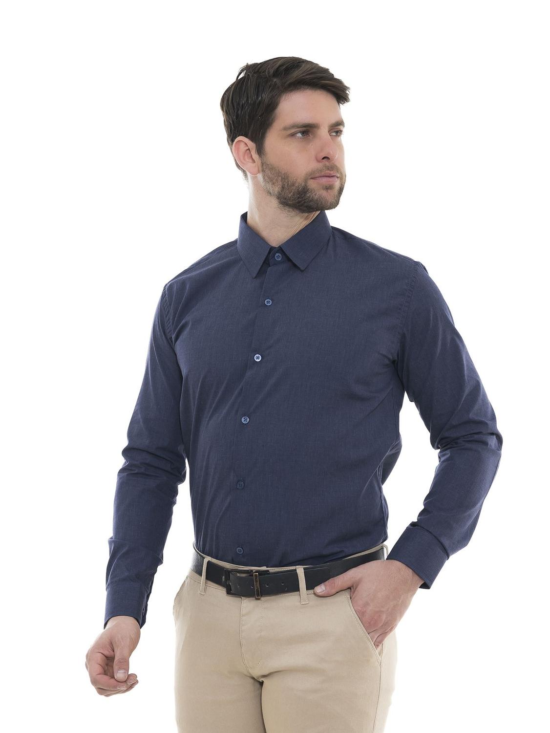 Camisa Social Azul Marinho Com Calça Bege Calça Esporte Fino Azul Marinho  Black Friday Top Sellers, image size:1126x1500