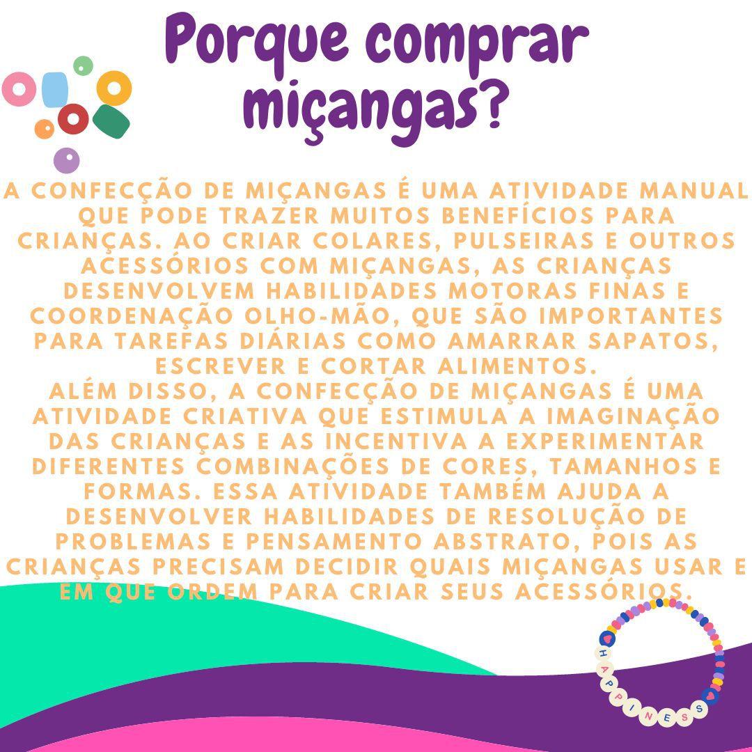 Kit Miçanga Para Montar Pulseira Infantil 4000 Peças + Fio - Comprar  Miçangas é na Loja Online Pitili