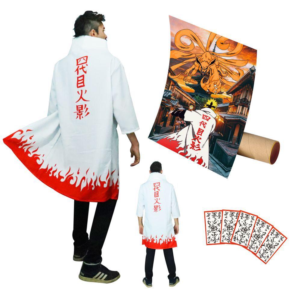 Kit Minato Cosplay Manto Hokage Konoha + Poster Anime Naruto - Point Geeks  - No Magalu - Magazine Luiza