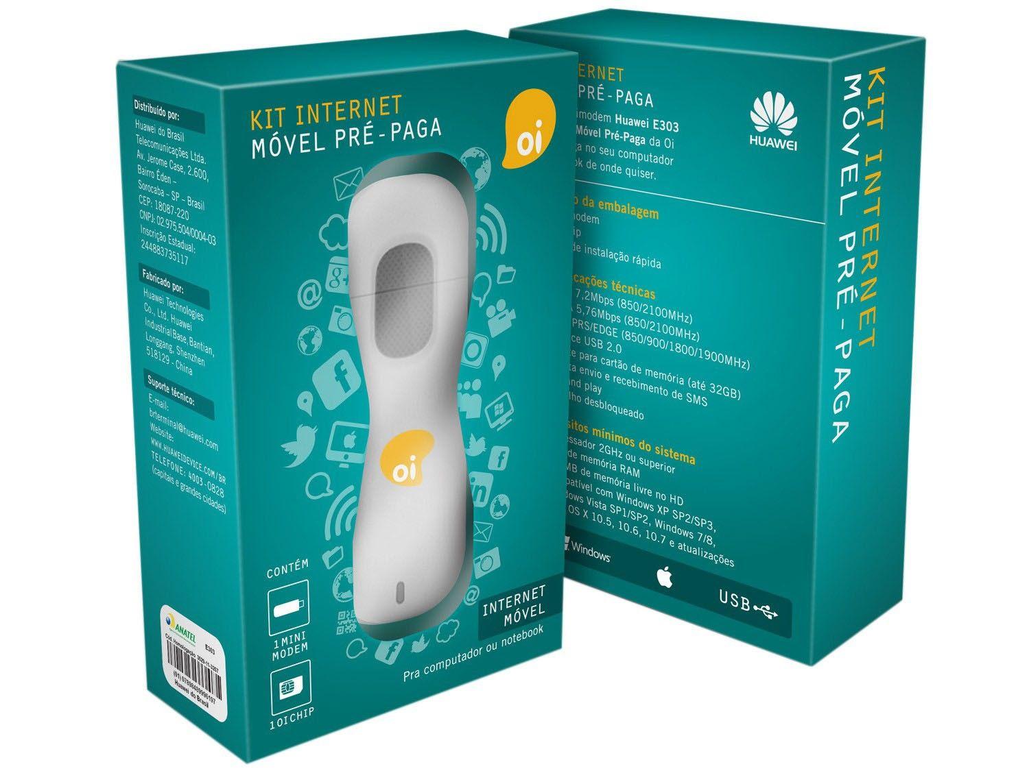 Kit Mini Modem 3G Desbloqueado Oi E303 + Chip Pré