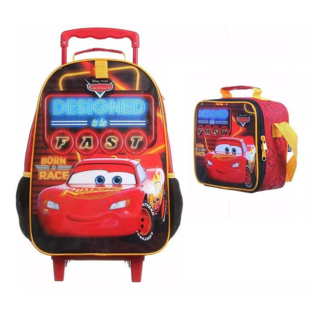 Kit Mochila de Rodinha Infantil Carros Mc Queen + Lancheira - Dmw -  Material Escolar - Magazine Luiza