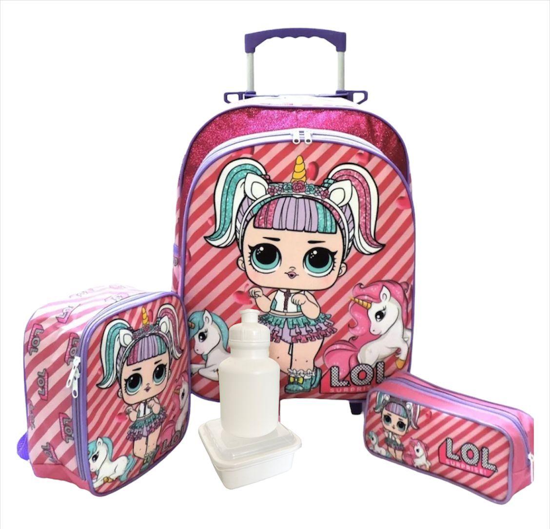 Kit Mochila Escolar Infantil Lol Unicornio Rodinhas F5 M proprio Kit Mochila Infantil Magazine Luiza