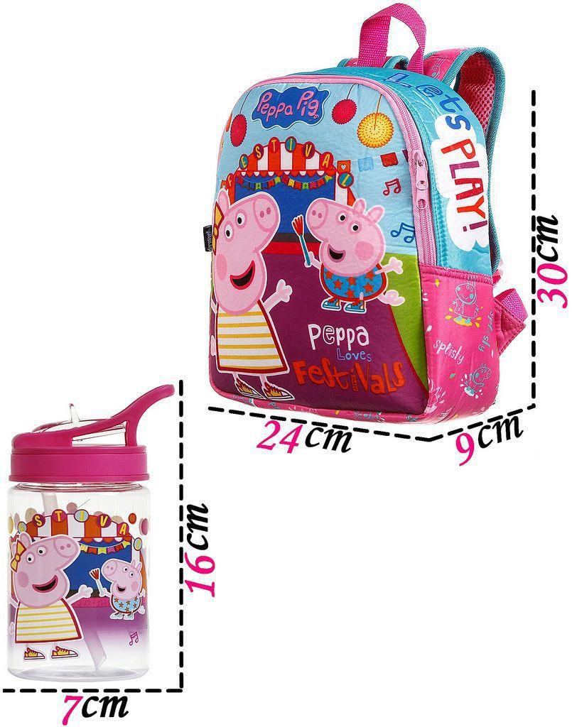 Kit Mochila Escolar Infantil Peppa Pig Festival Pequena Rosa Costas Menina Garrafinha 350ml Decorada Vedada Acrilica R Dermiwil Kit Mochila Infantil Magazine Luiza