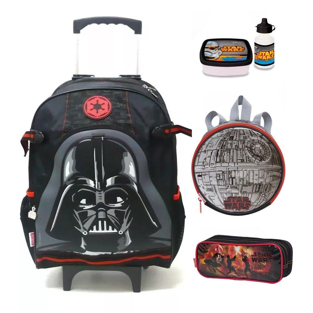 Kit Mochila Escolar Star Wars Darth Vader Rodinhas Infantil Tam G Lancheira Estojo Sestini Kit Mochila Infantil Magazine Luiza