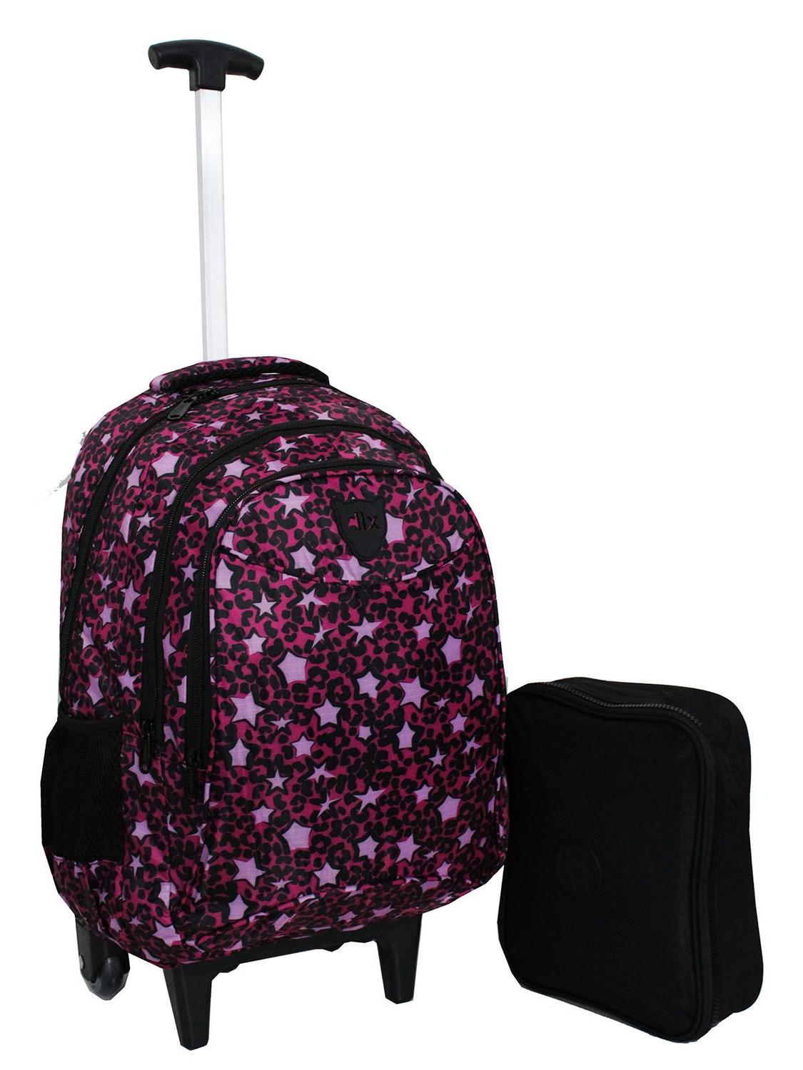 Kit Mochila + Estojo Infantil Feminina Rodinhas Preta e Rosa DL0668 -  Denlex - Mochila Infantil - Magazine Luiza