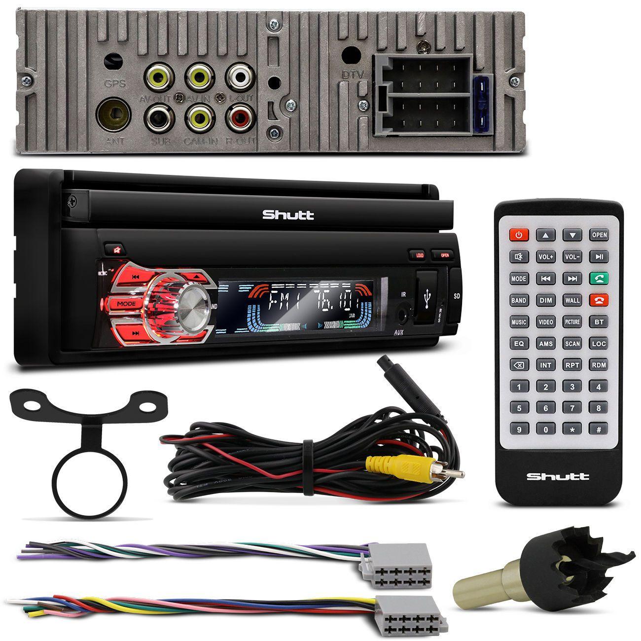 Kit MP3 MP4 MP5 Player Shutt Daytona 1 Din 7 Pol Touch Bluetooth USB FM