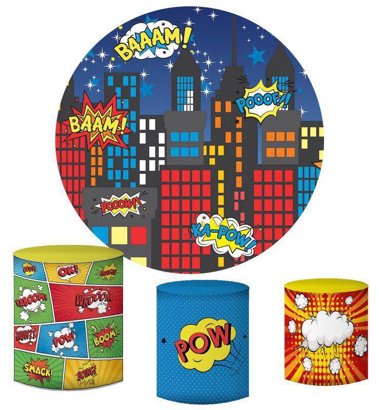 Kit Painel Redondo De Festa e Capas de Cilindro em tecido Cidade Noturna -  Sublime Sonhos - Decoração de Festa - Magazine Luiza