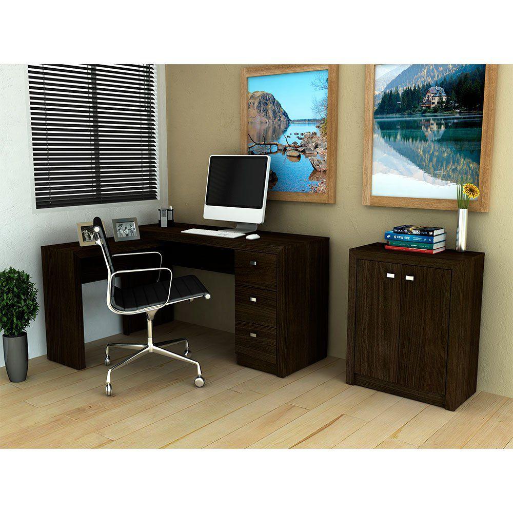 Kit para Escritório 2 Peças Escrivaninha e Armário Tecno Mobile