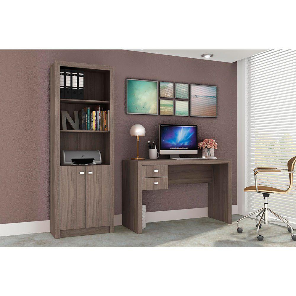 Kit para Escritório 2 Peças Mesa Escritório e Armário Alto Tecno Mobile