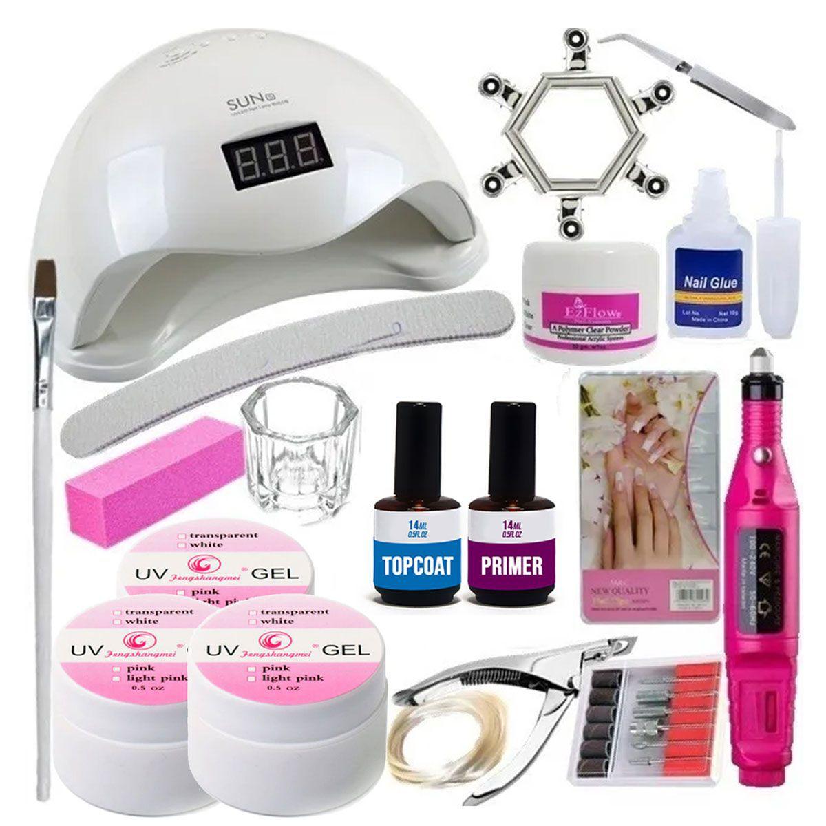 Kit Para Manicure Unha Gel Fibra Acrigel Cabine Led Lixa - Exclusivo - Kit  Manicure - Magazine Luiza