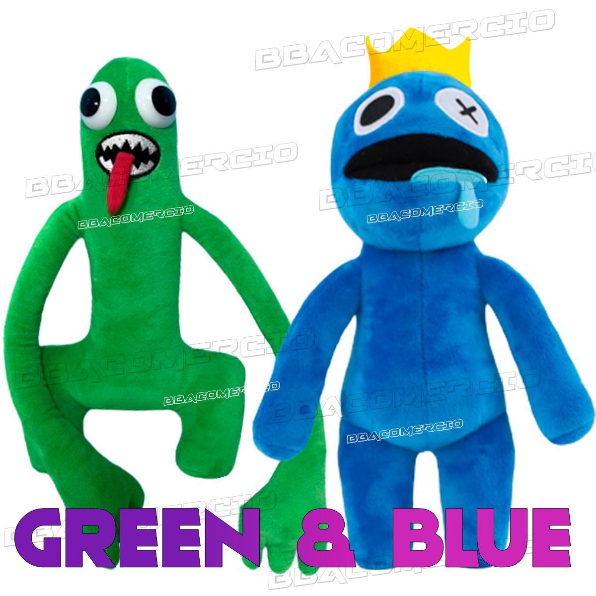 Kit Pelúcia Boneco Azul Babão E Verde Roblox Rainbow Friends