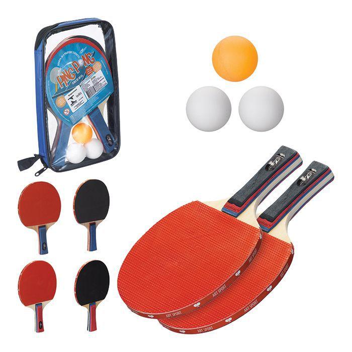 Kit Ping Pong com 2 Raquetes e 3 Bolinhas Art sport Kit Ping Pong