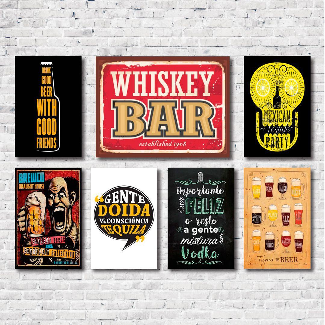 Kit Placas Decorativas Bebidas Frases Vintage Mdf 7 Placas Art Print Placa Decorativa Magazine Luiza