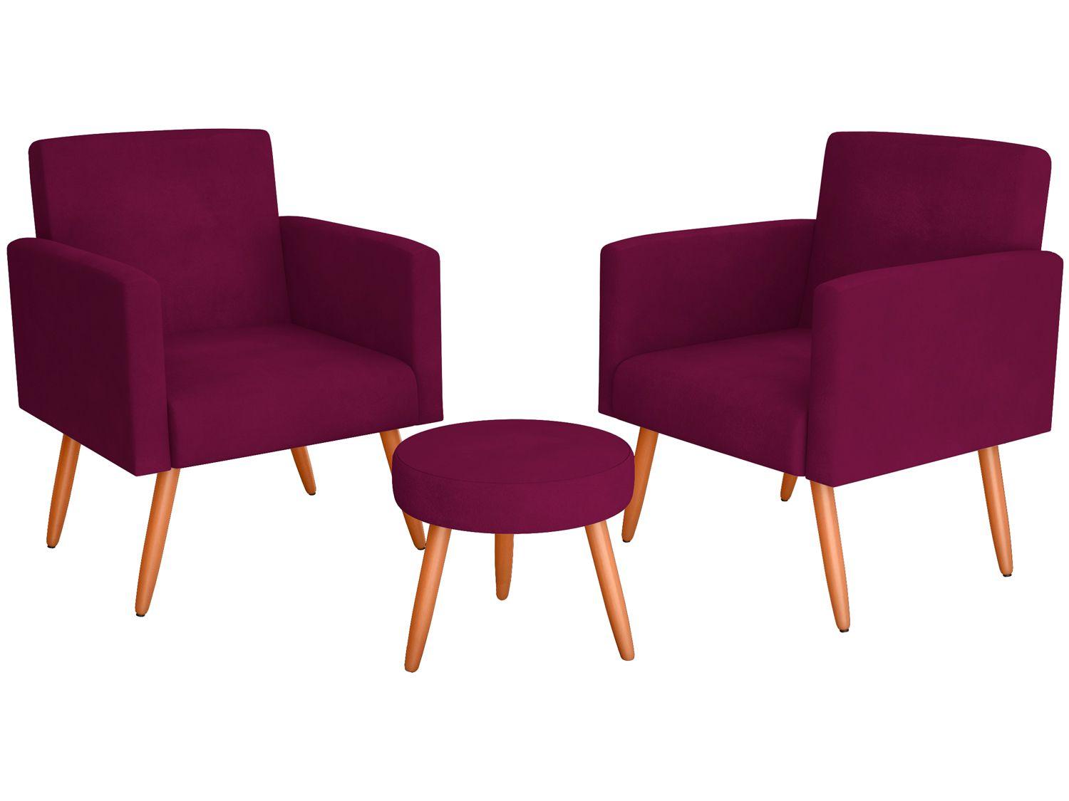 Kit Poltronas com Puff Moderno Matrix Dallas