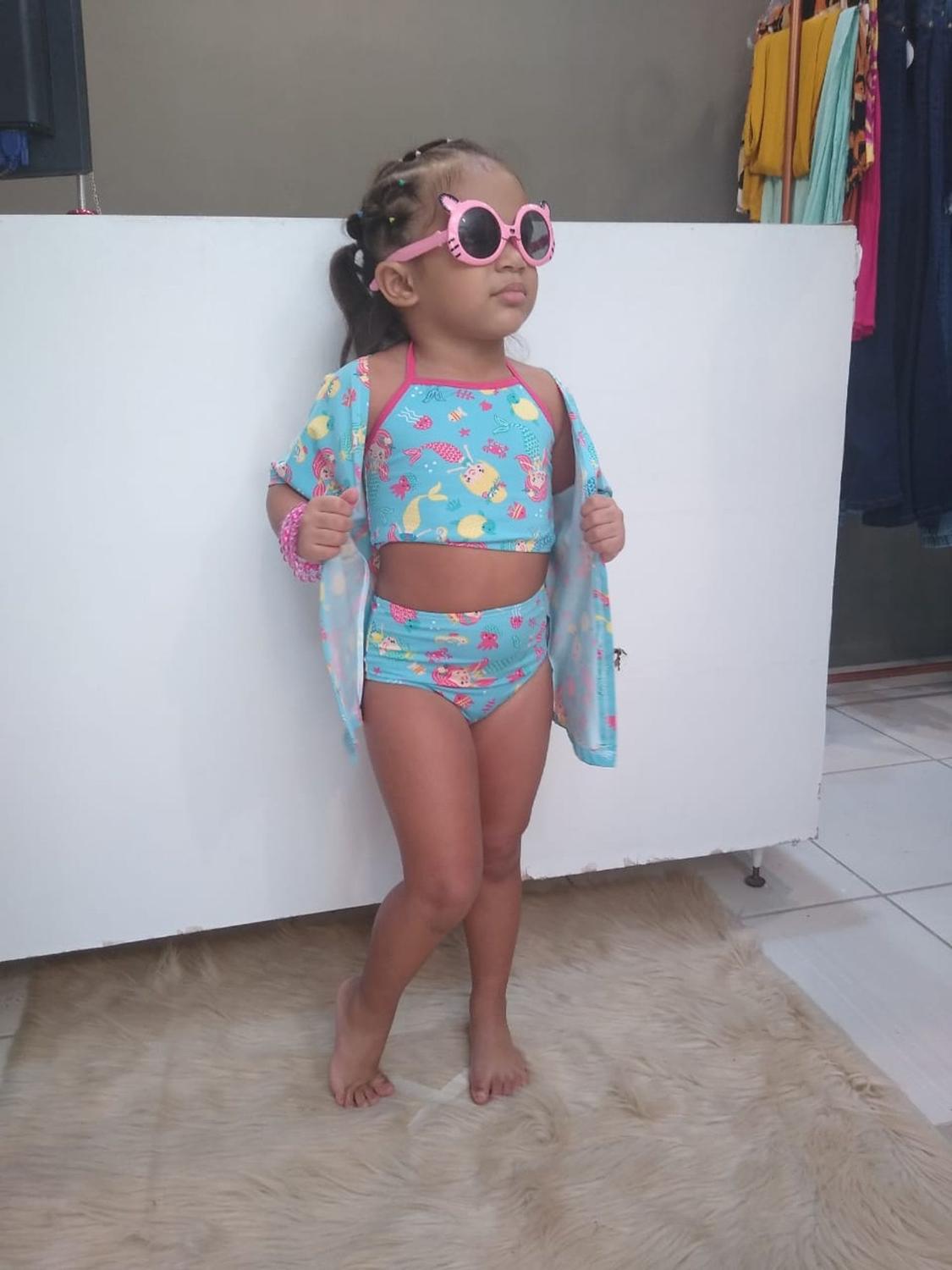 Biquíni infantil com kimono Clearance