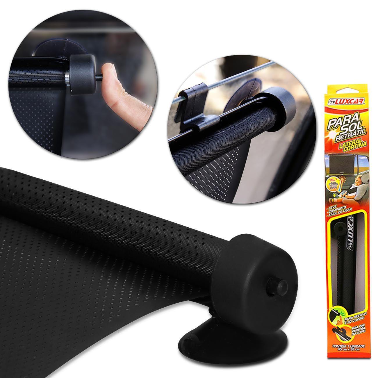 Kit Protetor Solar Automotivo Parabrisa Prata + Para Sol Retrátil Cortina Lateral Traseira