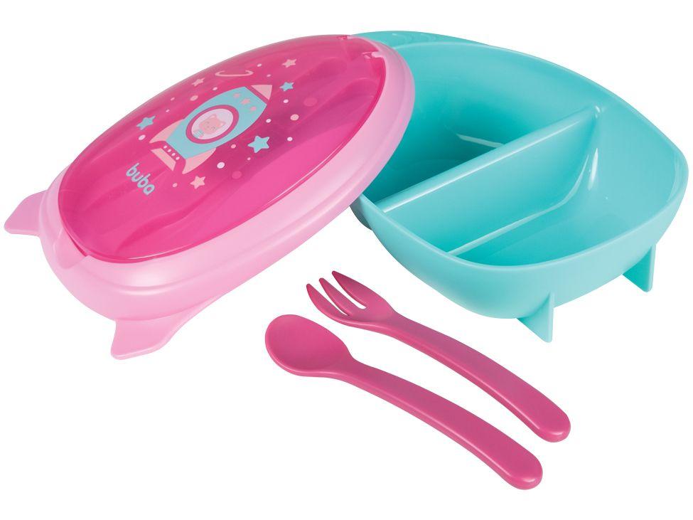 Kit Refeição Infantil Buba Foguete 3 Peças Rosa