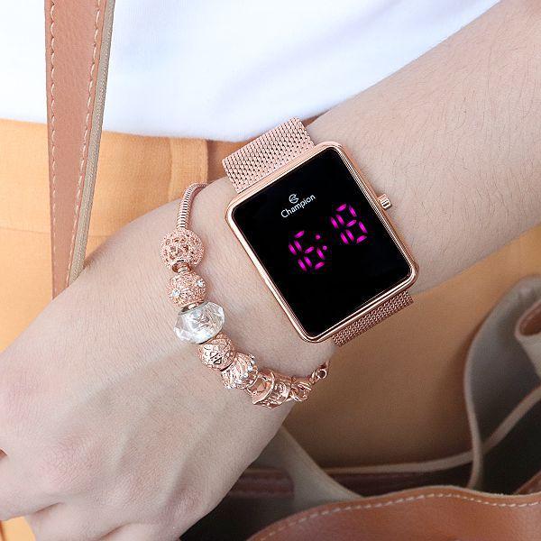 relogio apple feminino rose