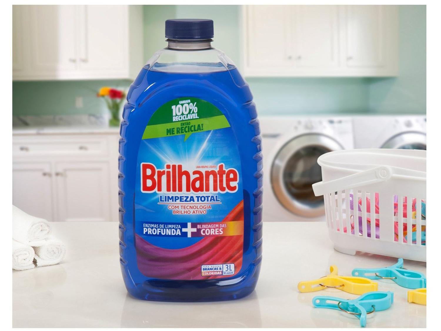 Kit Sabão Líquido Lava Roupas Brilhante Limpeza 