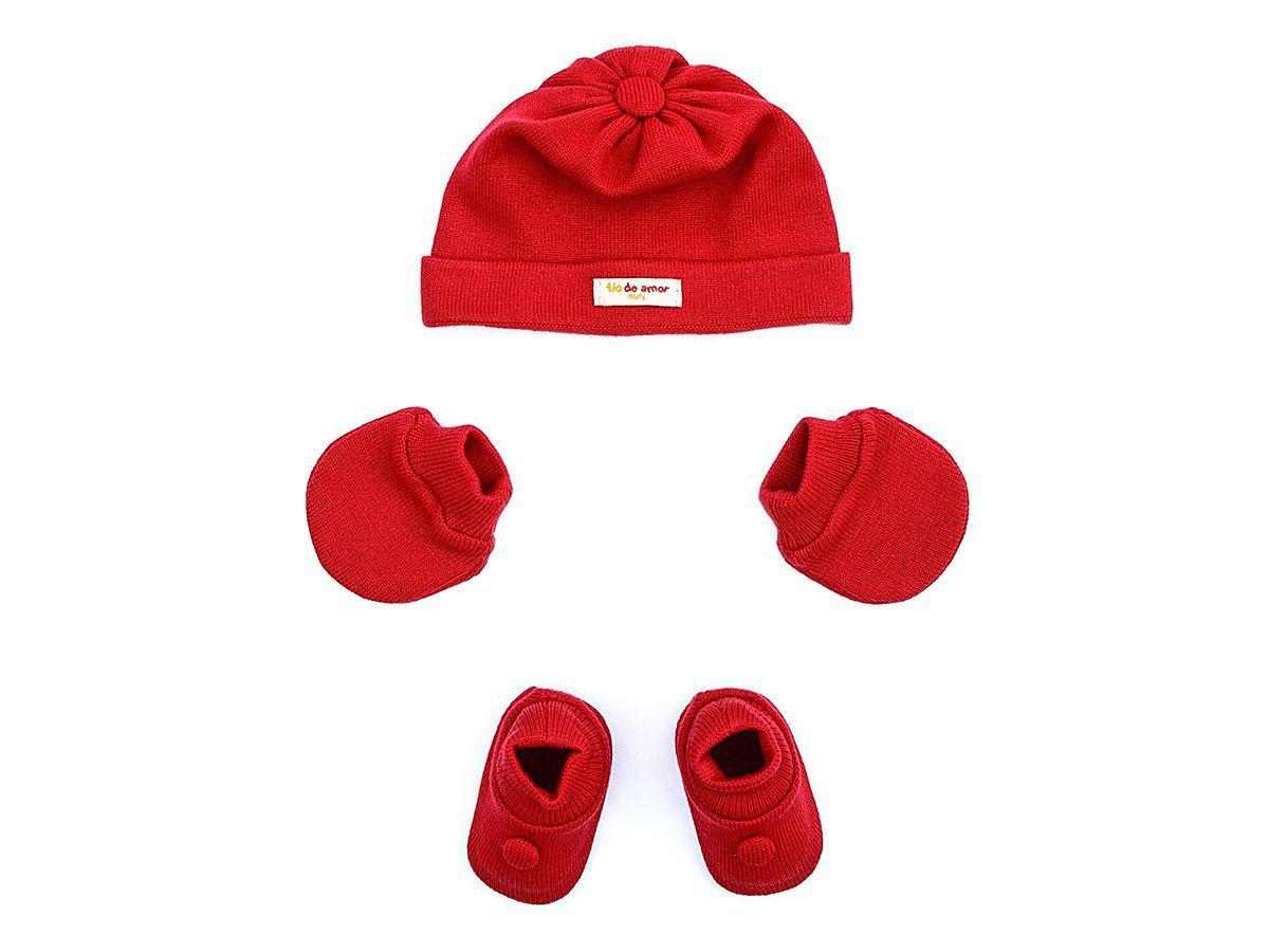 Kit Saída Maternidade Touca Sapatinho E Luvas Vermelho Trico Kit 3 Peças  Recém Nascido Fio de Amor - Moda Infantil - Magazine Luiza