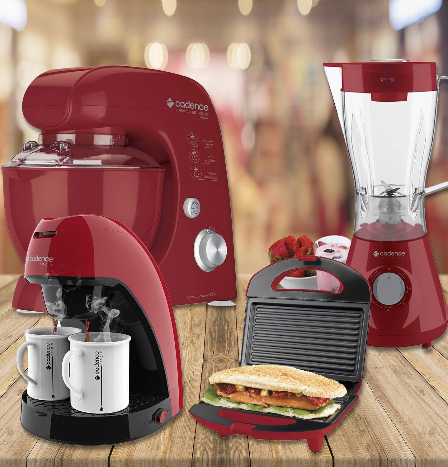 Kit Sanduicheira + Cafeteira + Liquidificador + Batedeira Cadence ...
