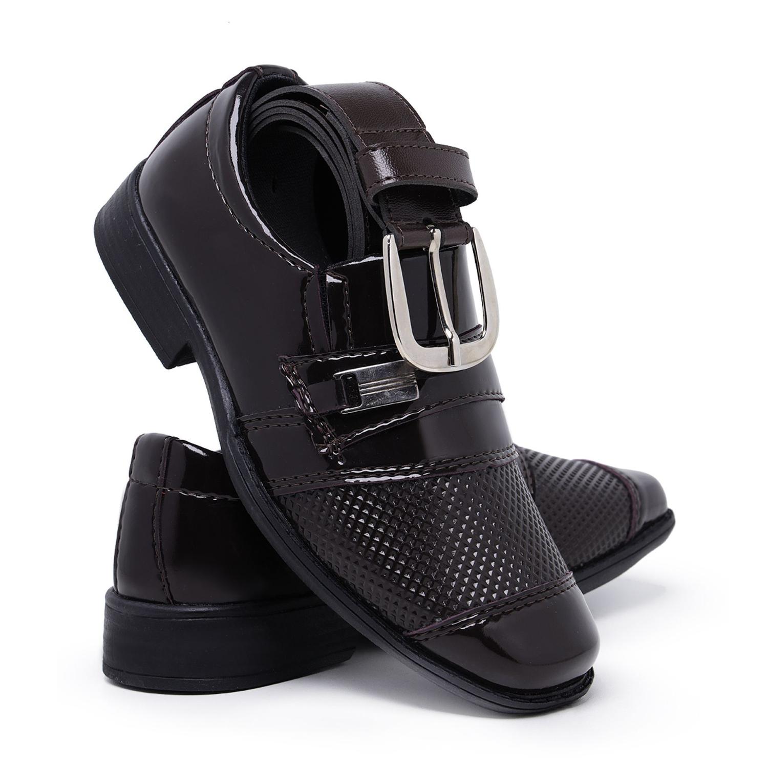 Kit Sapato Social Infantil Masculino Menino Esporte Fino Verniz