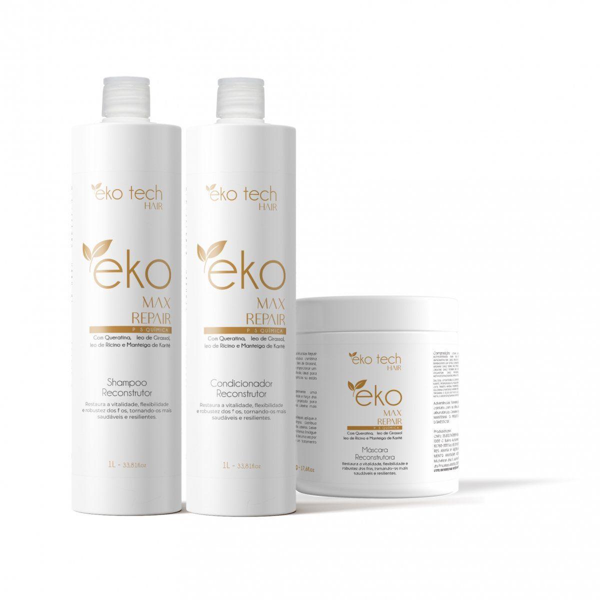 Kit shampoo + cond max repair eko tech 1l + mascara 500g Kit shampoo + cond max repair eko tech 1l + mascara 500g
