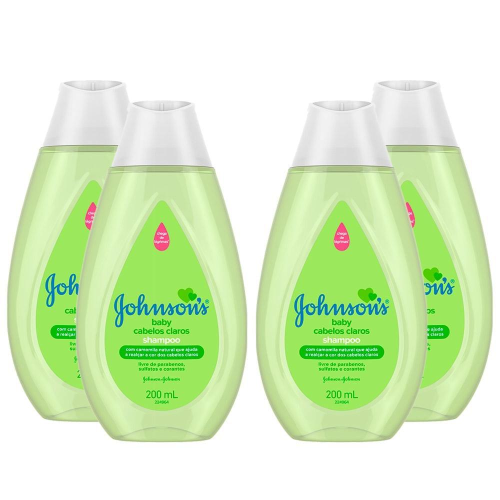 Kit Shampoo Johnson's Baby Cabelos Claros 200ml c/4 unidades Shampoo