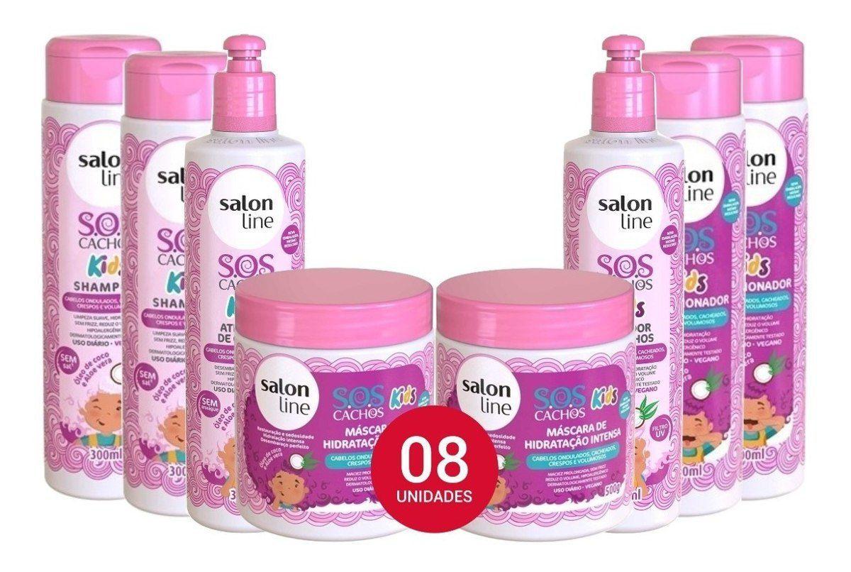 Kit Sos Cachos Kids Salon Line Kids Linha Infantil 09 Unidades Condicionador Infantil Magazine Luiza