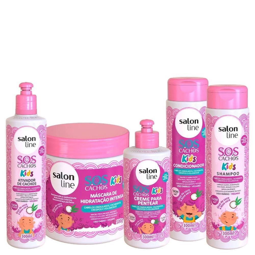 Kit Sos Kids Shampoo Condicionador Mascara Ativador De Cachos Creme De Pentear Salon Line Kit De Tratamento Para Cabelos Magazine Luiza