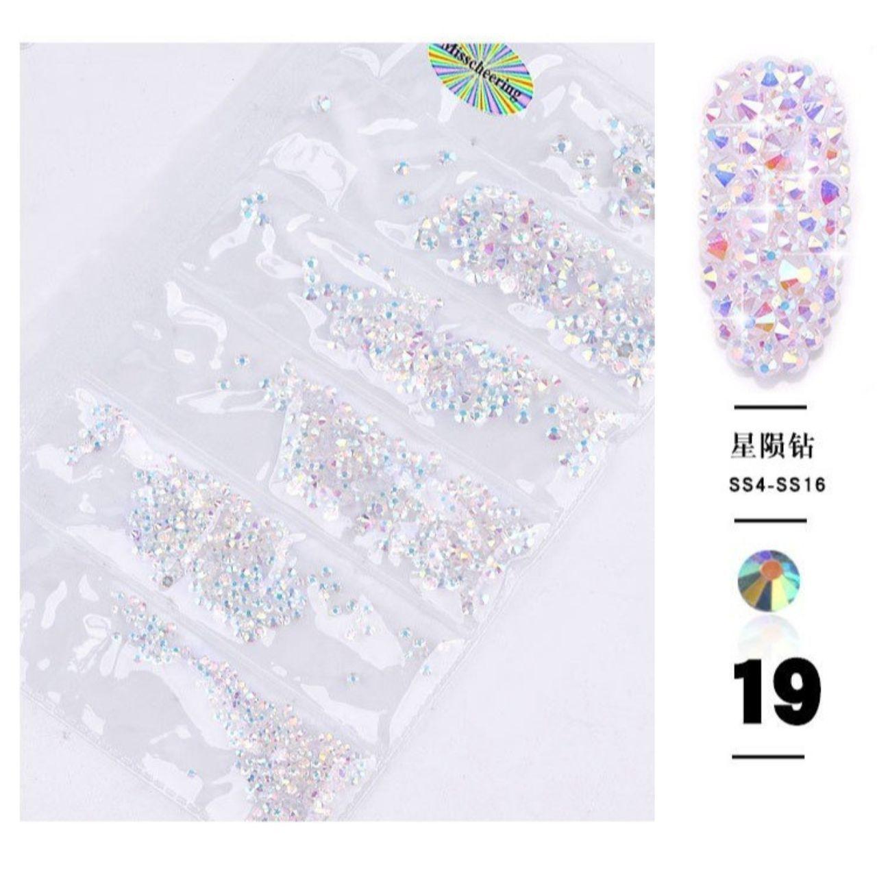 Kit Strass Transparente Decoração Unhas 6 Tamanhos - Dafu