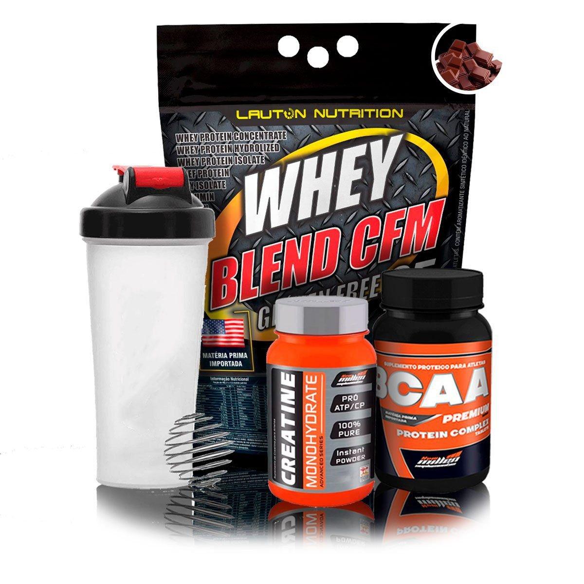 Kit Suplementos Ganho de Massa - Whey Blend + Creatina Advanced + Bcaa