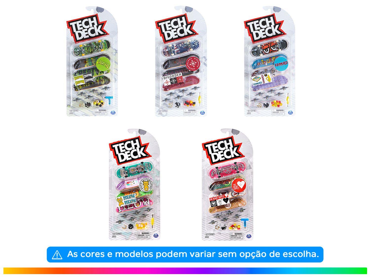 Kit Tech Deck Skate de Dedo com 4 Unidades