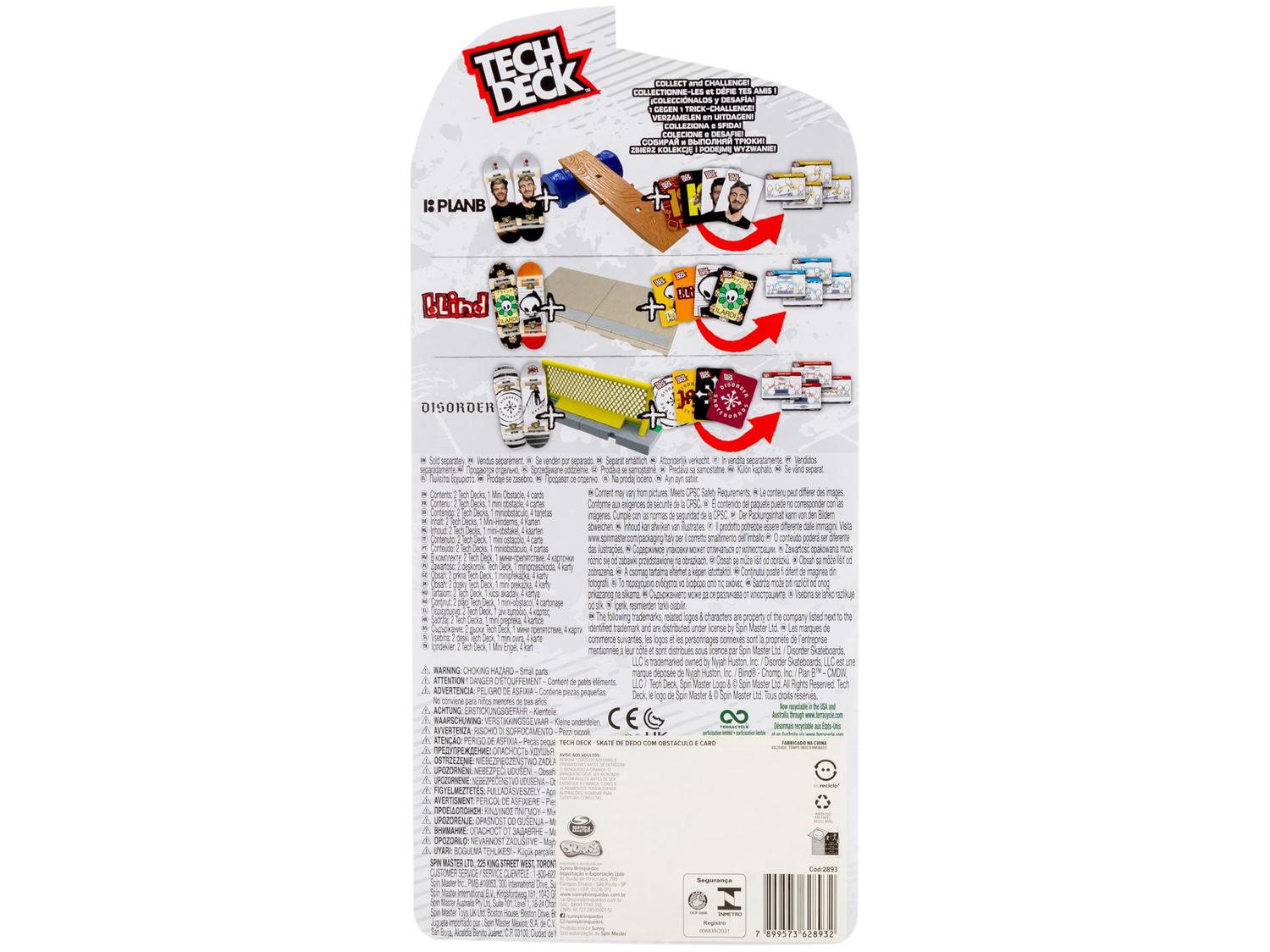 Kit Tech Deck Skate de Dedo com Obstáculo Sunny