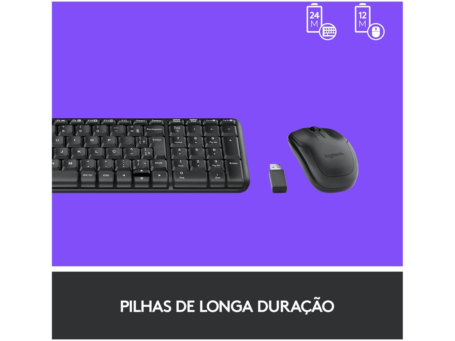 Kit Teclado e Mouse Sem Fio Logitech MK220
