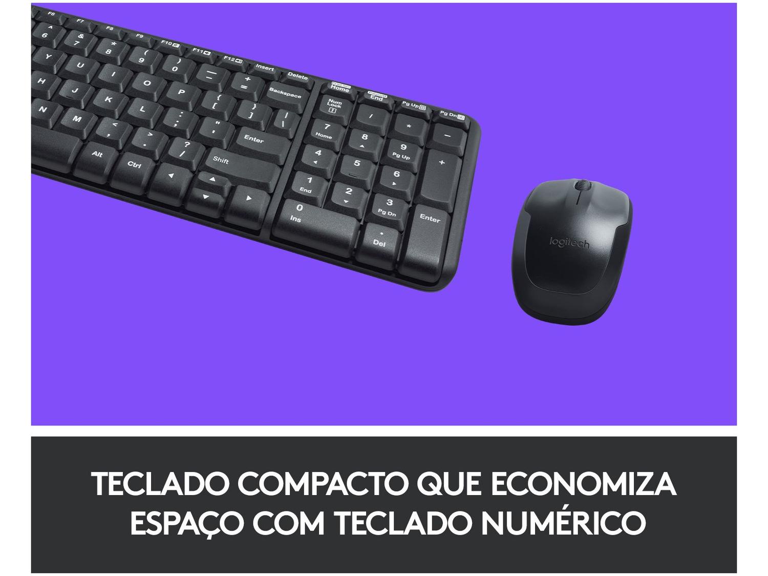 Kit Teclado e Mouse Sem Fio Logitech MK220