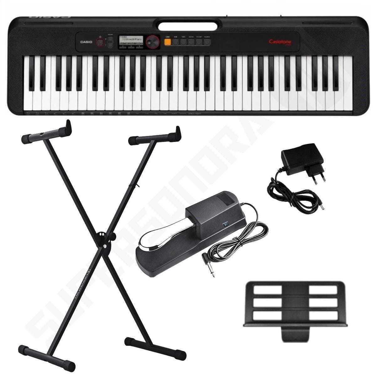 Kit Teclado Musical CASIOTONE CTS195 CASIO Preto 61 Teclas + Suporte X