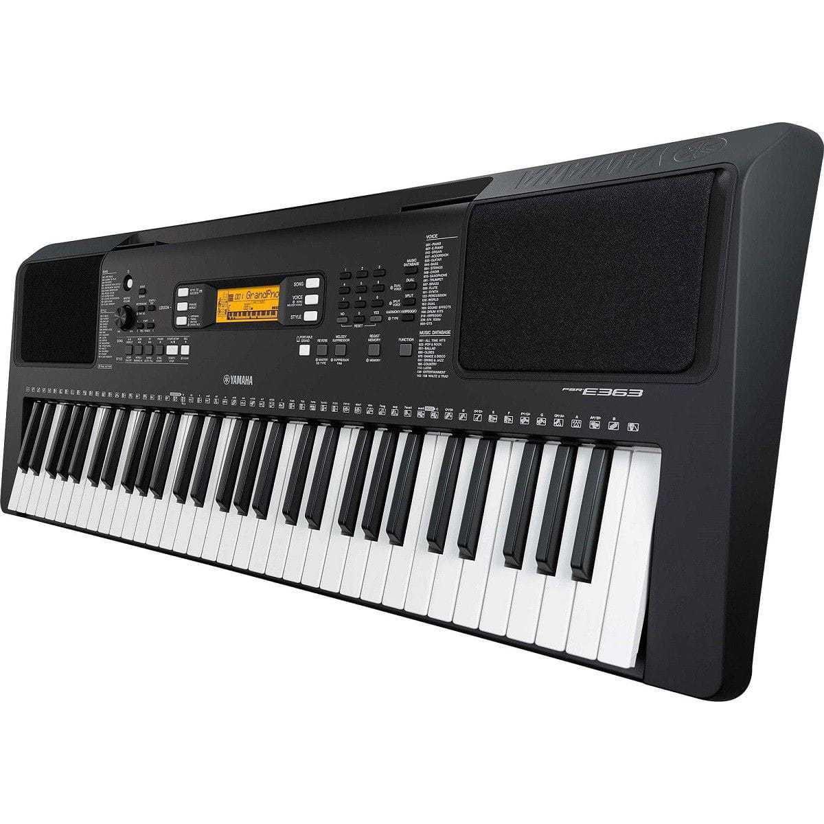 Kit Teclado Musical YAMAHA PSR E363 Preto 61 Teclas Sensitivas USB MIDI