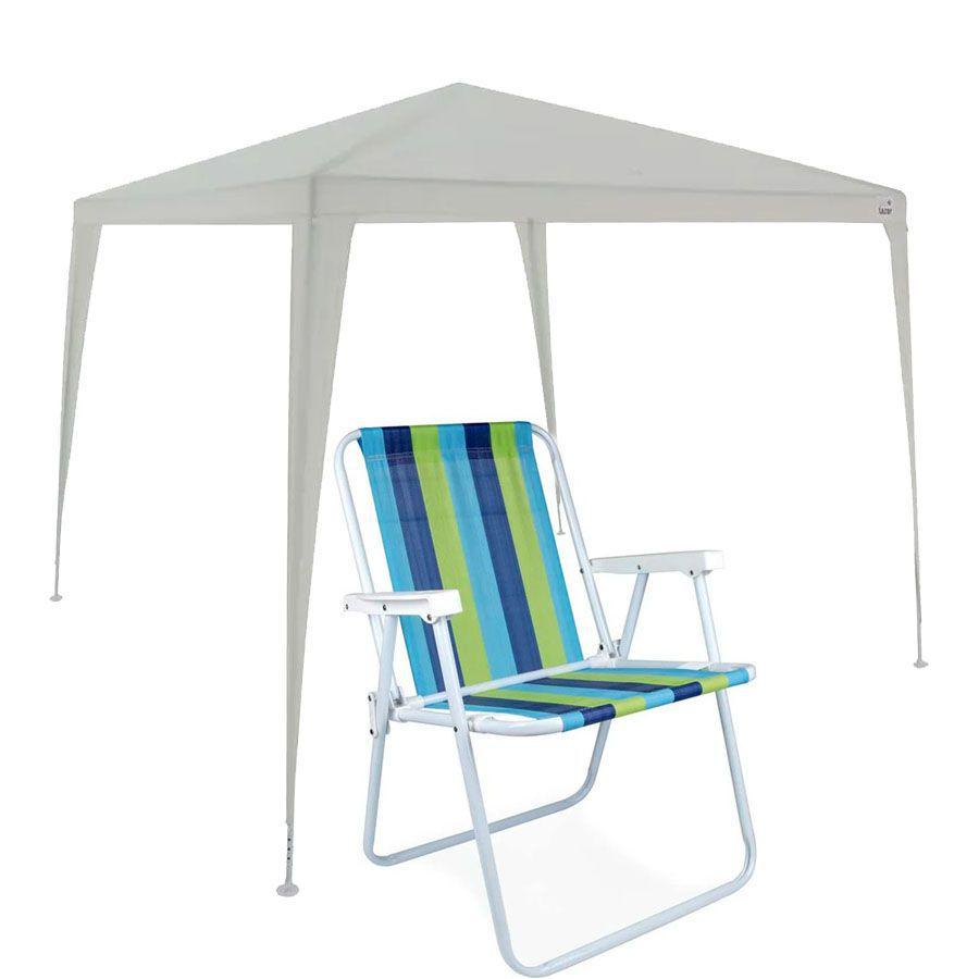 Kit Tenda Gazebo 3x3m Branca + Cadeira De Praia Dobrável - Belfix - Praia e  Piscina - Magazine Luiza