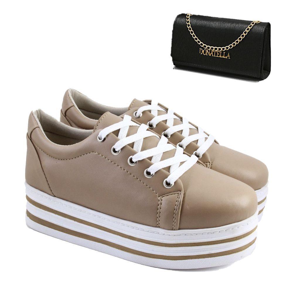 KIT Tenis salto plataforma e Bolsa Clutch Corrente - Donatella - Tênis  Feminino - Magazine Luiza