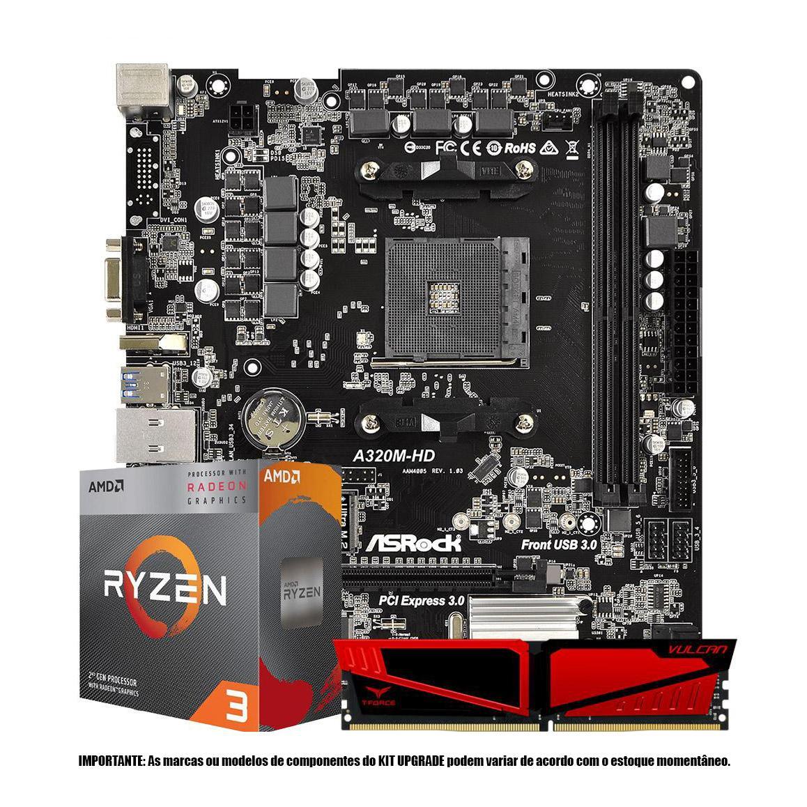 Kit Upgrade Pichau, AMD Ryzen 3 3200g + A320M + 8GB ...