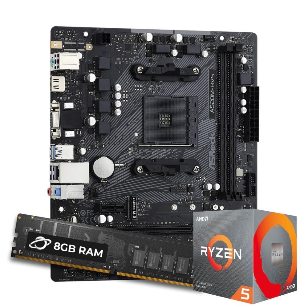 Kit Upgrade Processador AMD Ryzen 5 5500 + Placa Mãe ASrock
