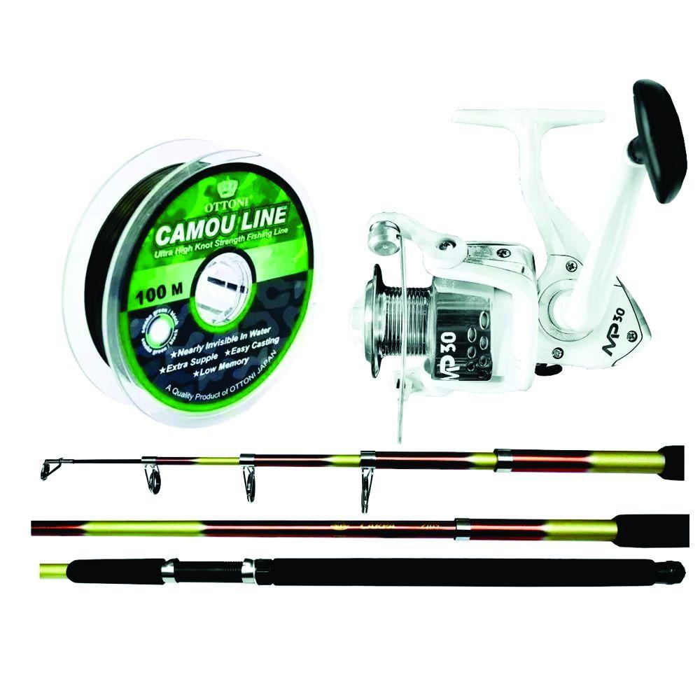 Kit Vara Pesca De Praia Telescópica Albatroz Carpa 3,3 M +